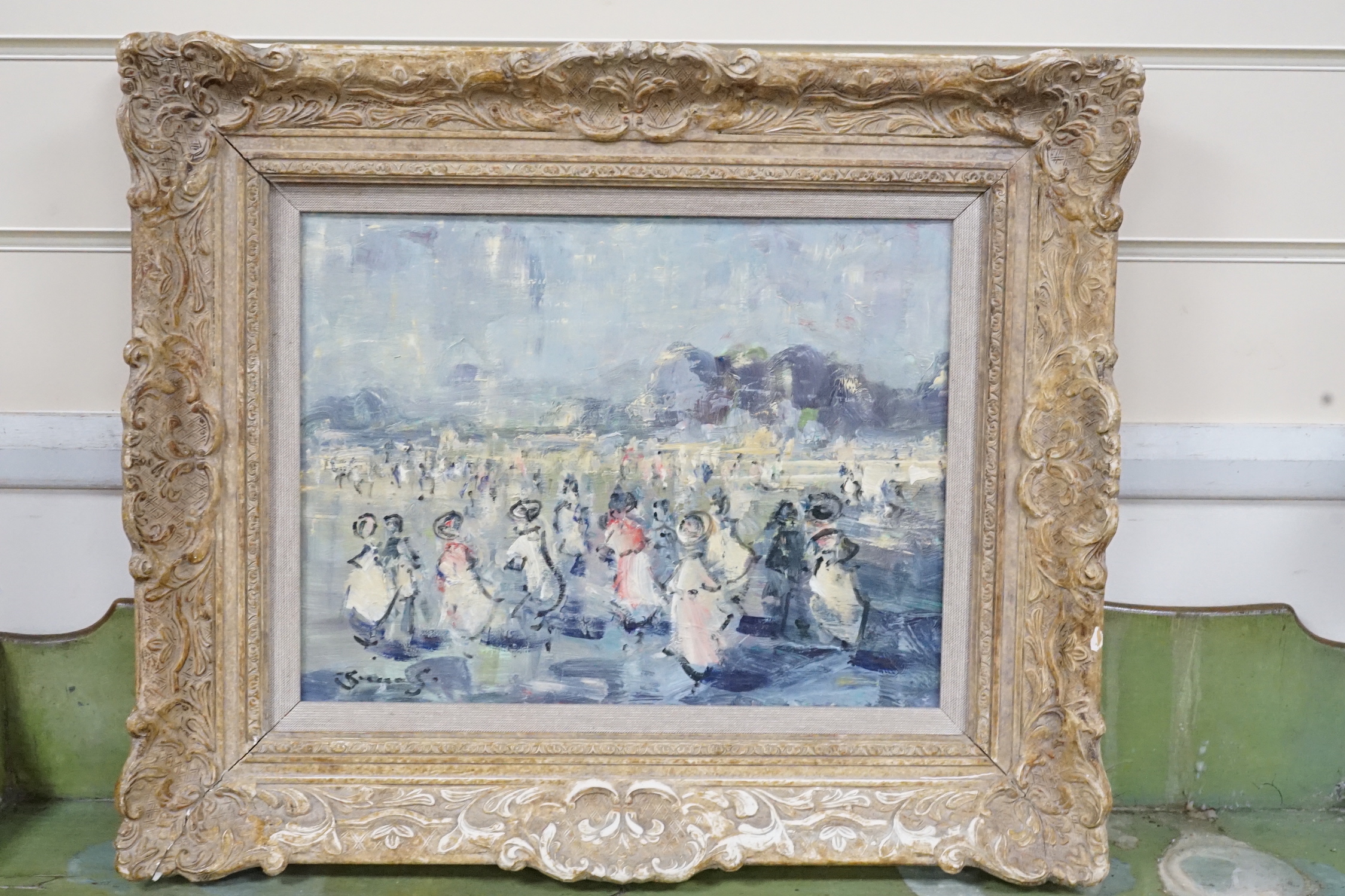 Walter John Beauvais (1942-1998), oil on board, Figures on the beach, signed, 26 x 34cm